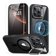 Etui i futerały do telefonów - Etui ESR Classic Hybrid Kickstand HaloLock MagSafe + Tempered Glass do Apple iPhone 16 Pro Max Przezroczysto-czarny - miniaturka - grafika 1