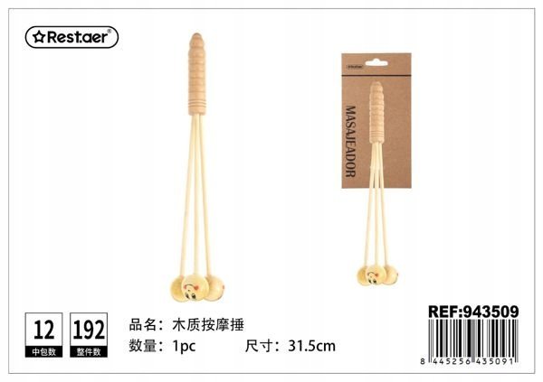 Drewniany Masażer 31,5 cm z Wygodnym Uchwytem
