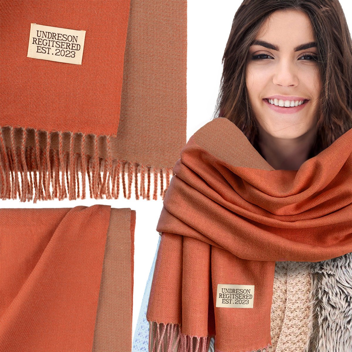 SZALIK SZAL DAMSKI ZIMOWY CIEPŁY DUŻY Elegancki Dwustronny Z Frędzlami