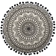 Poduszki dekoracyjne - Poduszka dekoracyjna okrągła DELHI 33 cm czarny wzór mandali 163950 - miniaturka - grafika 1
