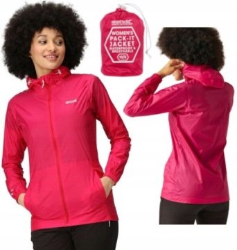 Kurtka przeciwdeszczowa Regatta RWW305 D4D Pack-It różowy S