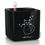 Donice - Lechuza Donica Stołowa Cube Glossy Cat 14 All-In-One, Czarna, Połysk - miniaturka - grafika 1