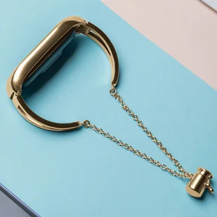 Zamienna metalowa opaska bransoleta łańcuszek pasek do Xiaomi Mi Band 6 / 5 / 4 / 3 złoty - Etui i futerały do telefonów - miniaturka - grafika 5