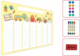 Allboards Tablica magnetyczna metalowa PLAN LEKCJI ŻÓŁTY 60x40cm MetalBoards blacha z nadrukiem na wszystkie rodzaje magnesów + zestaw akcesoriów GRATIS MB64_00019 - Tablice i flipcharty - miniaturka - grafika 1