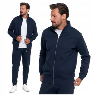 BLUZA MĘSKA Dresowa Rozpinana ze Stójką Gładka z Kieszeniami MORAJ XL - Bluzy męskie - miniaturka - grafika 1
