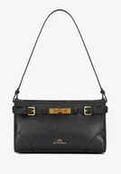 Torebki damskie - Torebka na ramię ze skóry naturalnej o fakturze groszkowej czarna - miniaturka - grafika 1