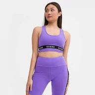Koszulki sportowe damskie - Damski top basic Guess Aline Top Eco Stretch - fioletowy - GUESS - miniaturka - grafika 1