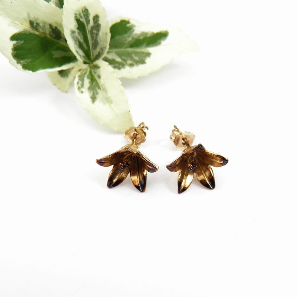 Kolczyki srebrne - Dzwoneczki brązowe na sztyftach