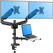 Uchwyty do monitorów - Triadyn Uchwyt Biurkowy TriMount na Dwa Monitory i Laptopa Ergonomiczny Regulowany Obrotowy TRD-BLK-3AL-13"-32" - miniaturka - grafika 1