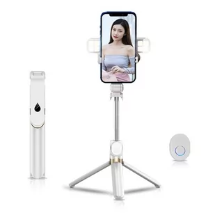 Zestaw / Uchwyt Selfie Z Pilotem Na Bluetooth Tripod Led Ring Sstr-20 Biały - Selfie stick - miniaturka - grafika 1