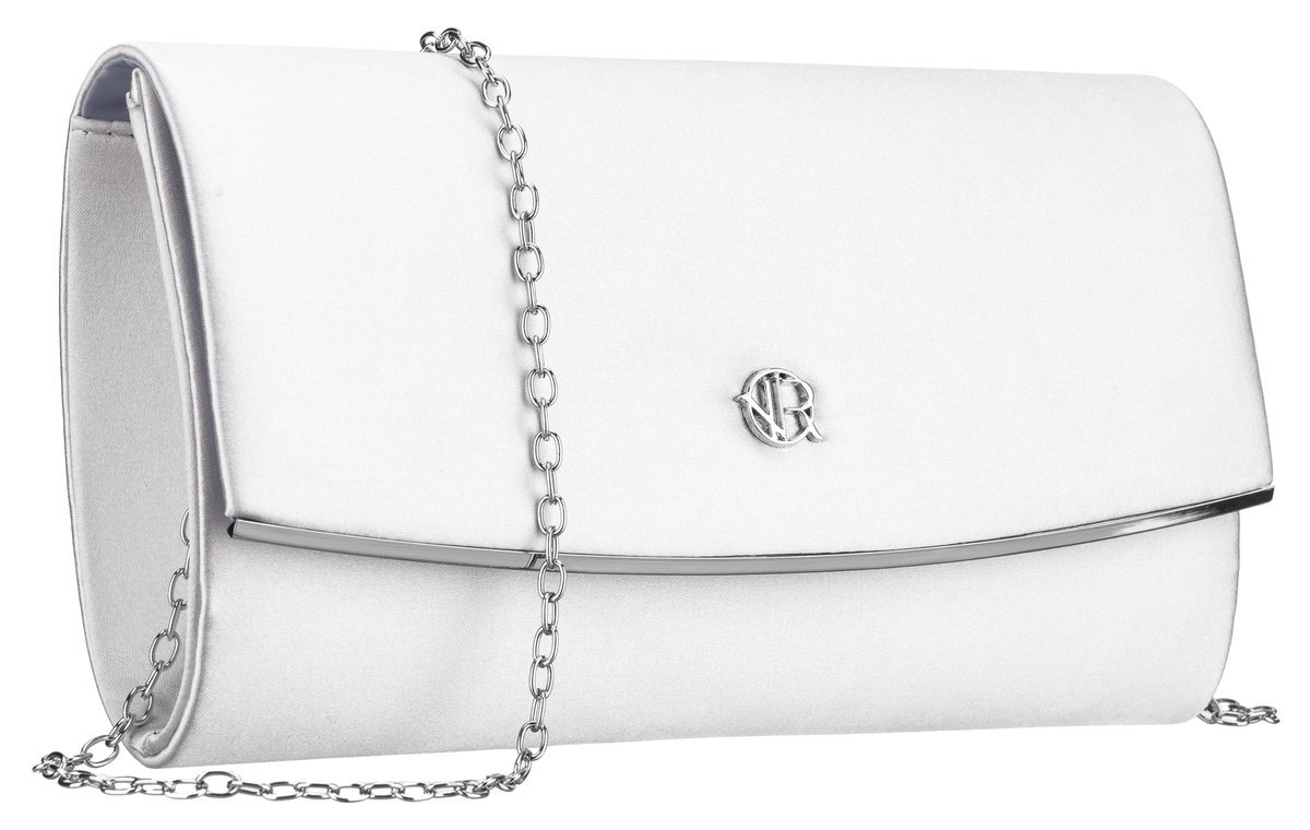 Srebrna torebka damska na łańcuszku ROVICKY mała kopertówka wesele studniówka sylwester elegancka wizytowa