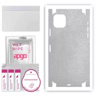 Szkła hartowane na telefon - Folia naklejka skórka strukturalna na TYŁ+BOKI do Apple iPhone 11 Pro Max -  Skóra Srebrna - apgo SKINS - miniaturka - grafika 1