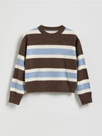 Swetry dla dziewczynek - Reserved - Sweter w paski z domieszką wełny - wielobarwny - miniaturka - grafika 1