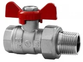 Zawory i kraniki - Zawór kulowy niklowany z dławikiem z półsrubunkiem z motylkiem aluminiowym (MAl) ONYX 3/4" - miniaturka - grafika 1