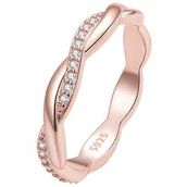 Pierścionki - Różowe złoto PIERŚCIONEK przeplatany pr 925 roz.14 PS025 - miniaturka - grafika 1