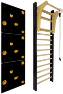 Wyposażenie sportowe i gimnastyczne - Interplastic Drabinka gimnastyczna LEON 230x80 czarna + drążek + ścianka wspinaczkowa - miniaturka - grafika 1