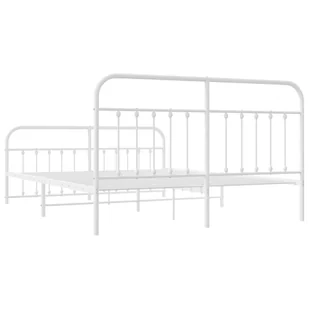 Metalowa rama łóżka z wezgłowiem i zanóżkiem, biała, 180x200 cm Lumarko! - Łóżka - miniaturka - grafika 9