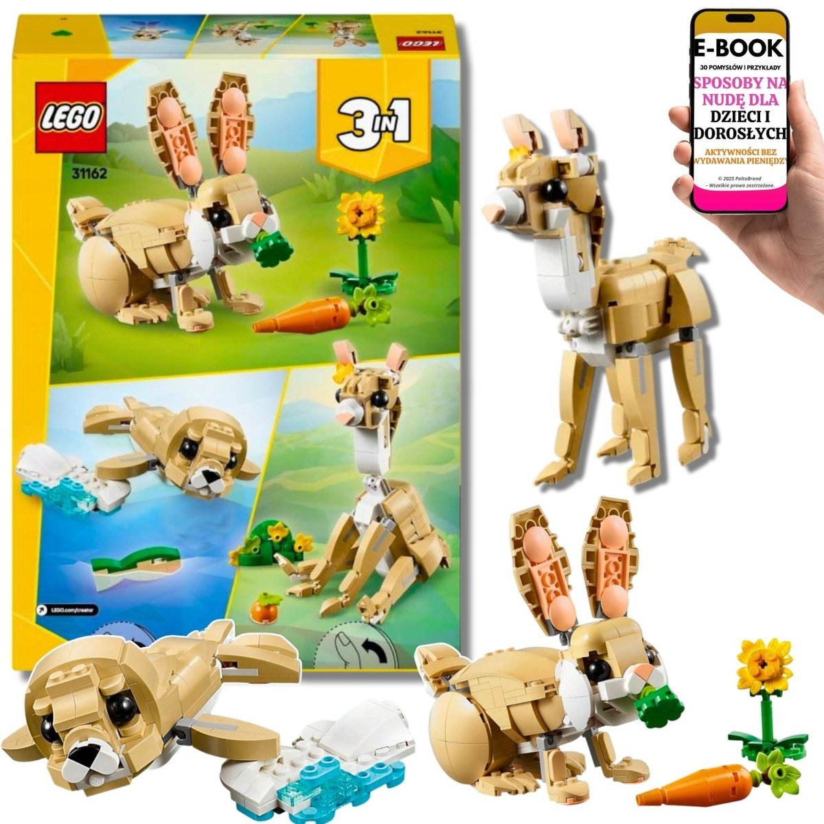 LEGO® CREATOR 3w1 31162 – Króliczek i Zwierzątka 3w1 - PREZENT NA URODZINY DLA DZIECKA + EBOOK-3
