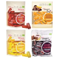 Cukierki - Super Krówka Zestaw Krówki bezmleczne: truskawkowe, bananowe, czekolada z pomarańczą, kawowe 4 x 150 g Bio - miniaturka - grafika 1
