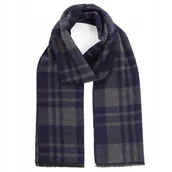 Apaszki i szaliki męskie - Ciepły miły w dotyku szalik męski w kratę SZA-65 granatowy - miniaturka - grafika 1