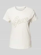 Koszulki i topy damskie - T-shirt z obszyciem kamieniami stras z logo - miniaturka - grafika 1