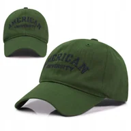 Czapki i chusty sportowe męskie - Czapka z daszkiem bejsbolówka AMERICAN bawełniana ZIELONA Pako Jeans - miniaturka - grafika 1
