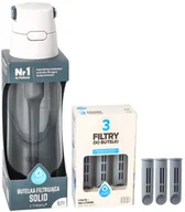 Butelki filtrujące - Butelka filtrująca Solid Jeansowa Stalowa 0,7L + 4x filtr wkład węglowy do butelki - miniaturka - grafika 1