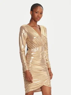 Fracomina Sukienka koktajlowa FQ25WD1006W59501 Złoty Slim Fit - Sukienki - miniaturka - grafika 1