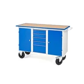 Akcesoria do pakowania - Mobilny stół narzędziowy FLEX, 2 szafki, 5 szuflad, 1435x590x900 mm - miniaturka - grafika 1