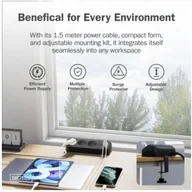 Listwy zasilające - Listwa zasilająca Digitus Listwa zasilająca biurkowa, 3 gniazda Schuko, 2x USB-A 2x 12W, 1x USB-C 30W z zaciskiem na blat, kabel 1,5m, czarna DA-70625 - miniaturka - grafika 1