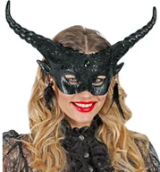 Dodatki do strojów karnawałowych - Maska rogi diabła czarne - miniaturka - grafika 1