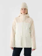 Kurtki damskie - Damska kurtka narciarska 4F 4FWAW24TTJAF594 - beżowa - miniaturka - grafika 1