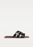 Sandały damskie - Stradivarius Sandały płaskie z paskami Ciemnoczerwony 35 - miniaturka - grafika 1