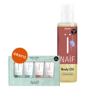 Kosmetyki kąpielowe dla dzieci - Naif Mom, naturalny olejek do ciała na rozstępy, 100 ml + Zestaw mini Naif Baby & Kids gratis - miniaturka - grafika 1