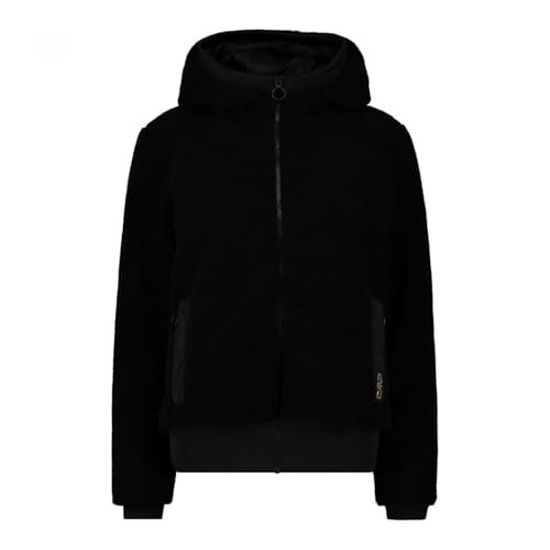 CMP Damska kurtka futrzana Teddy z stałym kapturem, czarna, 54