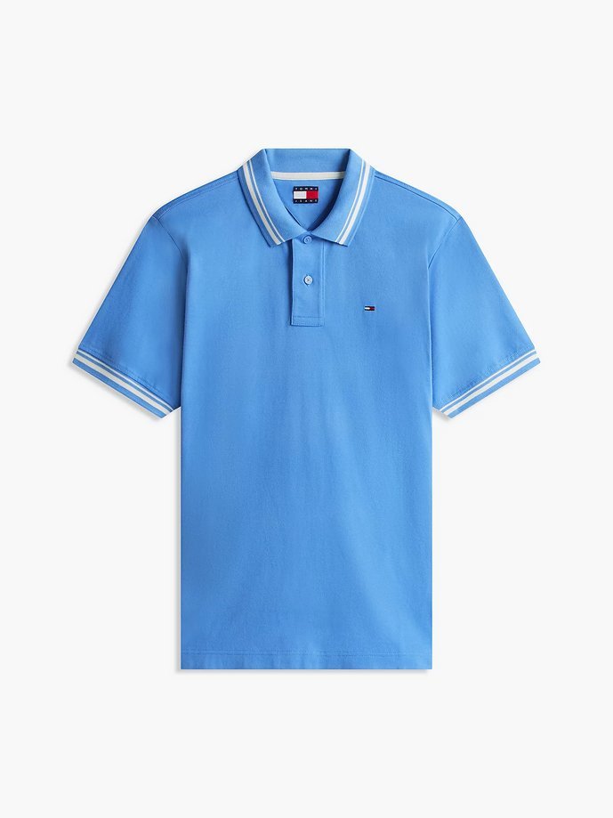 Koszulka polo męskie tommy hilfiger polo con righe azzurro altro