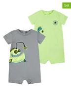 Pajacyki dla niemowląt - Converse Rampersy (2 szt.) w kolorze szaro-jasnozielonym - miniaturka - grafika 1