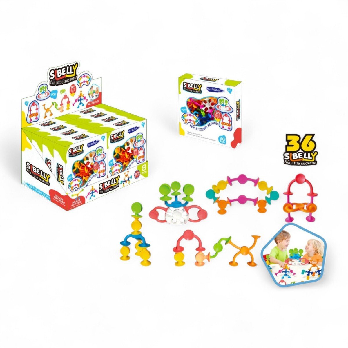 479989 KLOCKI KONSTRUKCYJNE SILIKONOWE PRZYSSAWKI ZWIERZAKI 36 EL