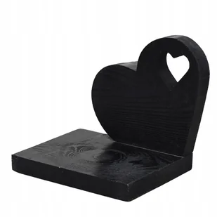 SERCE Z PODSTAWĄ do stroika BAZA do kompozycji Czarne Ozdobne serce Drewno - Sztuczne kwiaty - miniaturka - grafika 1