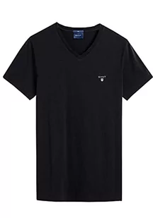 GANT The Original Slim T-shirt męski z dekoltem w serek, czarny (BLACK 5), 5XL - Koszulki męskie - miniaturka - grafika 1