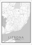 Plakaty - Plakat, Lizbona mapa czarno biała, 30x40 cm - miniaturka - grafika 1