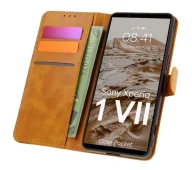 Etui i futerały do telefonów - Bizon z klapką Pocket do Sony Xperia 1 VII Brązowy - miniaturka - grafika 1