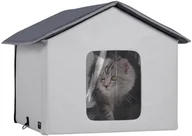 Legowiska dla kotów - Ogrzewany Domek dla Kota Szary 44x48x56 cm - miniaturka - grafika 1