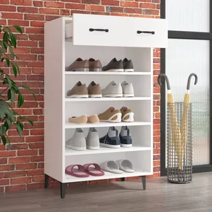 Lumarko Szafka na buty, biała, 60x35x105 cm, materiał drewnopochodny - Szafki na buty - miniaturka - grafika 4