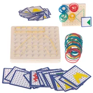 Układanki dla dzieci - Geoboard Geoplan Układanka Drewniana Tworzenie Kształtów Nauka Kolorów - miniaturka - grafika 1