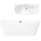 Wanny - Wanna akrylowa, przyścienna wolnostojąca Mono Corsan 170 cm korek klik-klak złoty szczotkowany - miniaturka - grafika 1