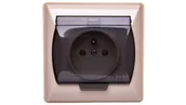 Gniazdka elektryczne - Ospel Gniazdko Akcent IP44 pojedyncze beżowe - miniaturka - grafika 1