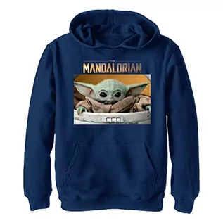 Bluzy dla chłopców - Fifth Sun Mandalorian małe pudełko chłopięca bluza z kapturem z polaru, Granatowy wrzos, M - grafika 1