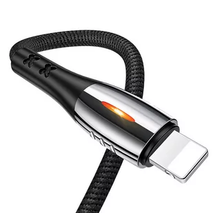 USAMS Kabel pleciony U-Tone lightning 1.2m Power-off 2A Fast Charging czarny/black SJ344USB01 (US-SJ344) - Kable USB - miniaturka - grafika 1