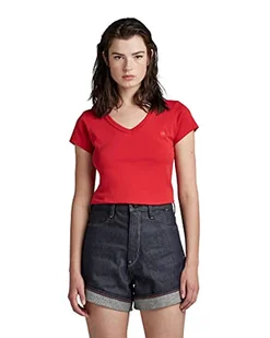 G-STAR RAW Women's Eyben Stripe Slim V-Neck Top T-Shirt, czerwony (Acid red 4107-A911), XS, czerwony (Acid Red 4107-a911), XS - Koszulki i topy damskie - miniaturka - grafika 1